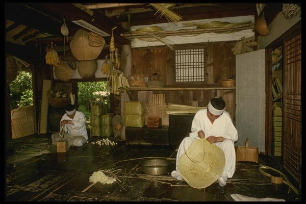 055086 Basket Weavers At Korean Folk Village A4 Photo Print