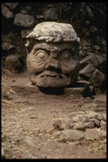 056085 Stone Head, Mayan Ruins Of Copan Honduras A4 Photo Print