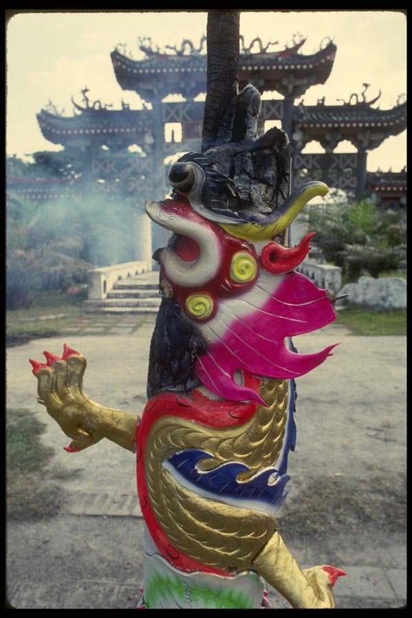 057070 Temple Exterior With Burning Joss Sticks A4 Photo Print