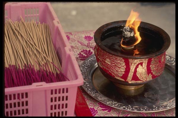 057076 Joss Sticks And Flame A4 Photo Print