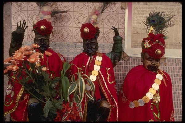 057094 Fu , Lu & Shu Chinese Gods Outside Temple A4 Photo Print
