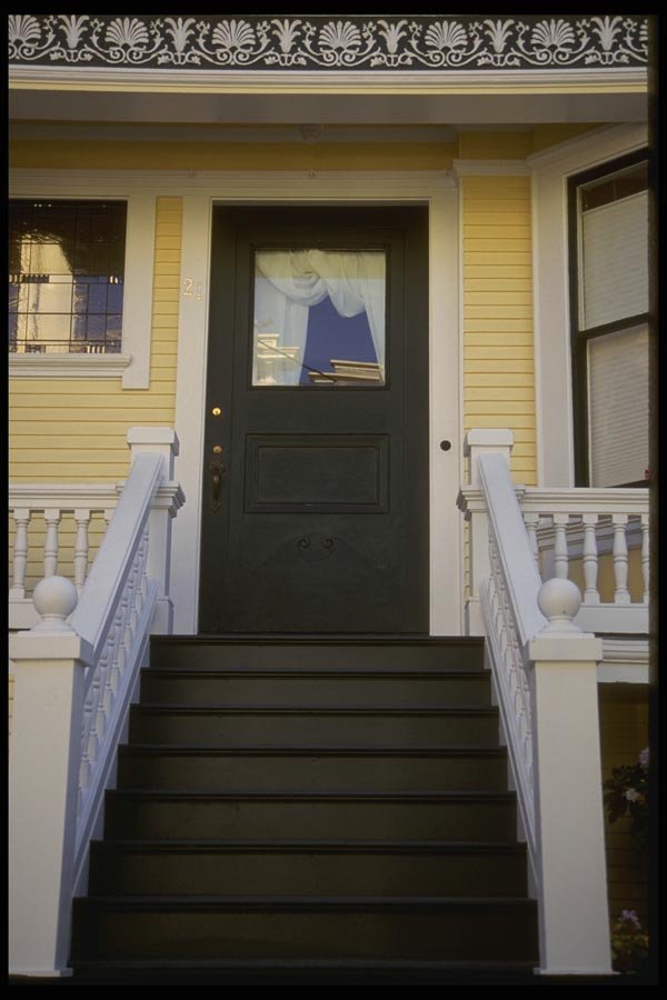 059094 Black Steps, Black Door A4 Photo Print