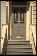 059096 Gray Door With Leaded Glass A4 Photo Print