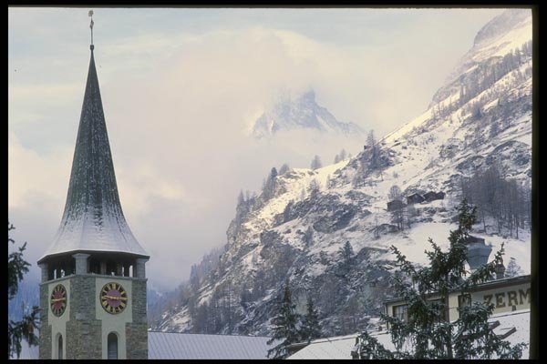 060027 Church Steeple Zermatt A4 Photo Print