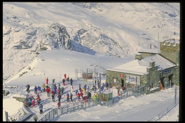 060029 Train Stop At Gornergrat A4 Photo Print
