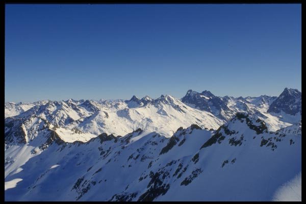 060054 Graubunder Ski Route Mountains A4 Photo Print