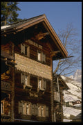 060088 Mountain Swiss Chalet A4 Photo Print