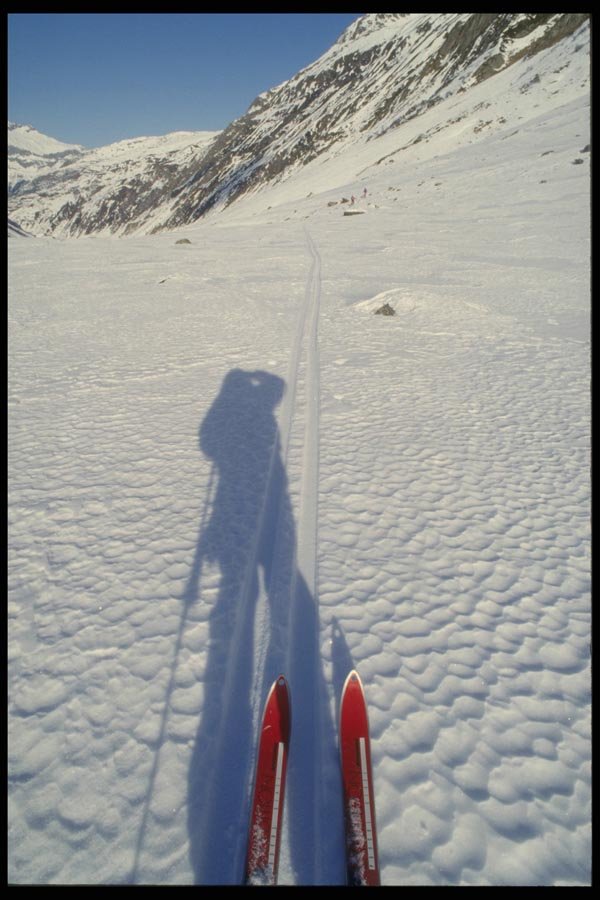 060097 Silhouette Ski Photographer A4 Photo Print