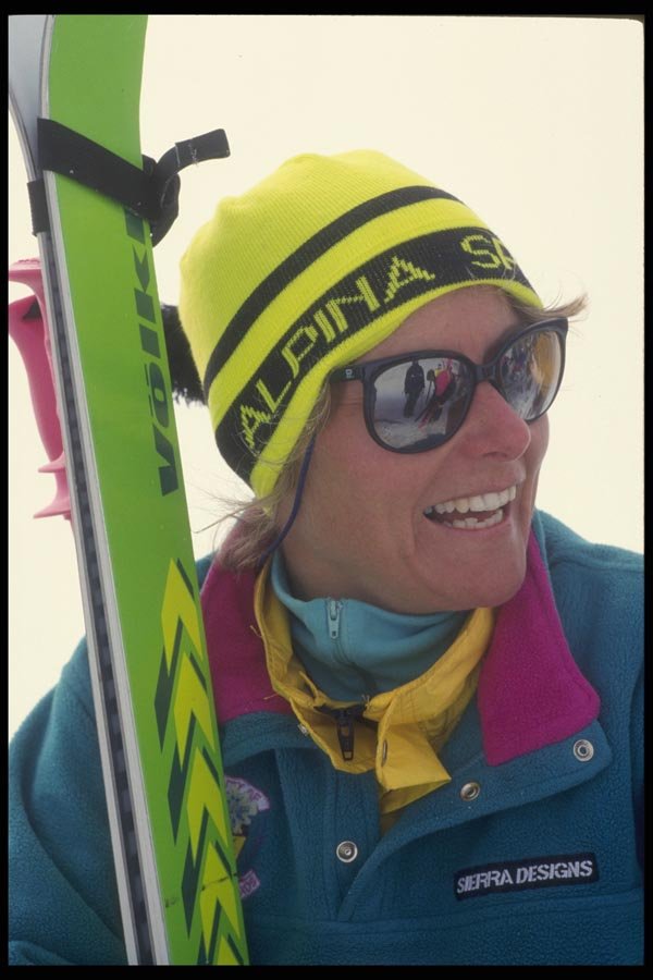060098 Happy Alpina Female Skier A4 Photo Print