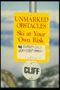061029 Off Piste Mountains Signage, Alta, Utah A4 Photo Print