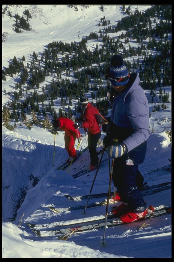 061037 Dropping In A Couloir, Alta, Utah A4 Photo Print