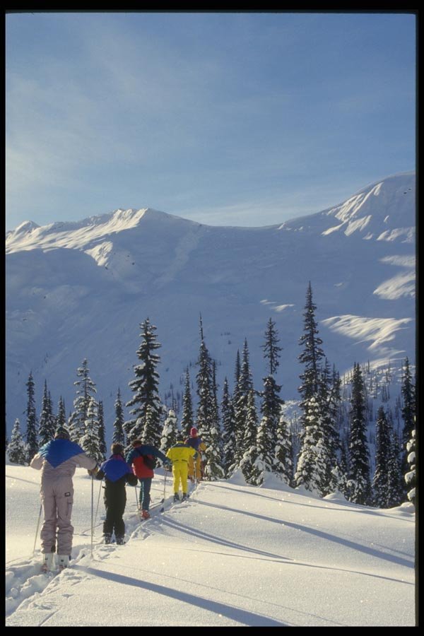 061048 First Run In The Morning, Heli Skiing A4 Photo Print
