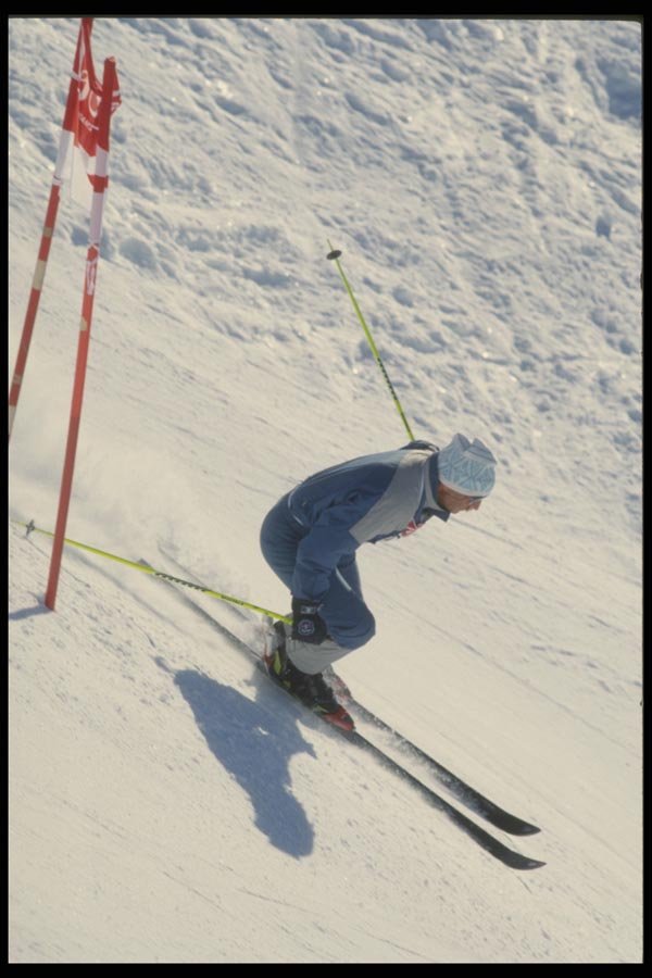 061063 Amateur Ski Racing Rounding A Gate A4 Photo Print