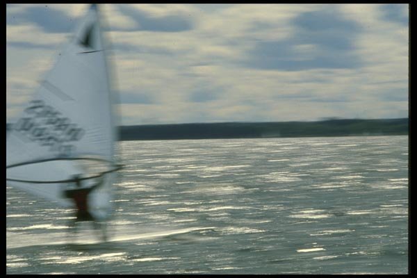 062068 Wide Silver Lake, Light Blue Sail A4 Photo Print