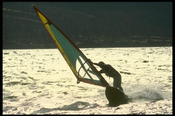 062096 Preparing To Jibe On The River Of Light A4 Photo Print