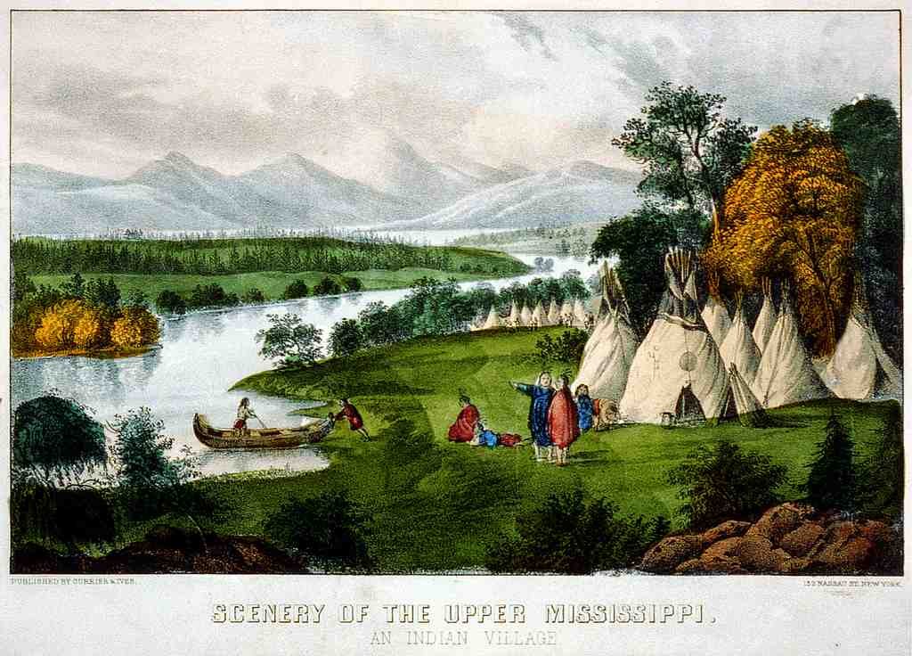 063 Indian Village Vintage A4 Photo Print