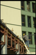 063008 Construction Worker On Ladder A4 Photo Print