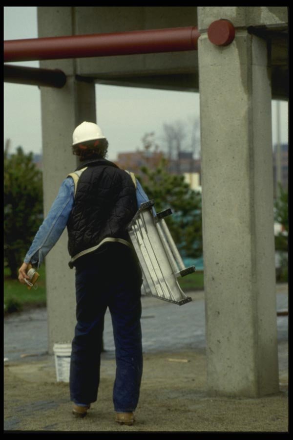 063024 Construction Worker Walking With Ladder A4 Photo Print
