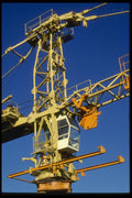 063025 Orange And Yellow Construction Crane With Blue Sky A4 Photo Print