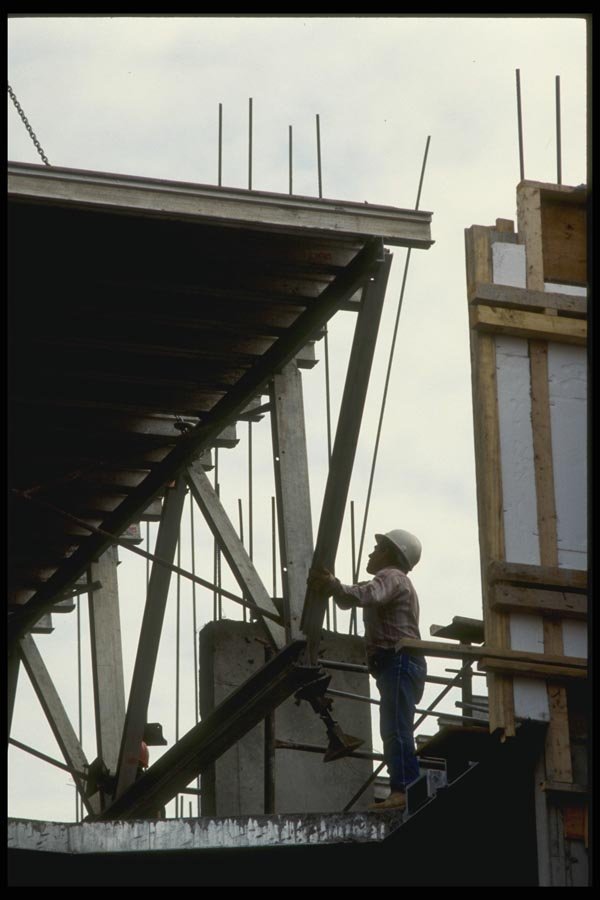 063027 Construction Worker Guiding Cement Floor Supports A4 Photo Print