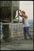 063072 Pouring Cement On Rooftop A4 Photo Print