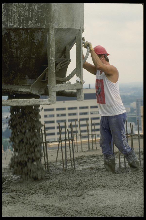 063072 Pouring Cement On Rooftop A4 Photo Print