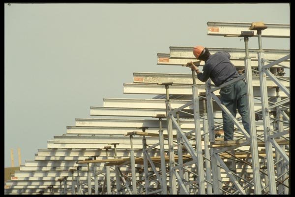 063089 Construction Worker Preparing Overpass Formwork A4 Photo Print