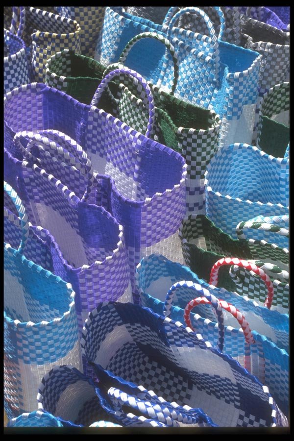 064015 Plastic Grocery Bags, Oaxaca Market A4 Photo Print