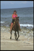 064051 Tourista On The Beach Horseback Riding A4 Photo Print