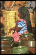 064059 Clay Pot Lady, Oaxaca Market A4 Photo Print