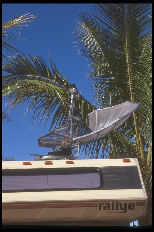 064067 American Camper With Satellite Dish A4 Photo Print