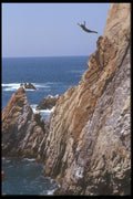 064085 Cliff, Water And Diver Acapulco A4 Photo Print
