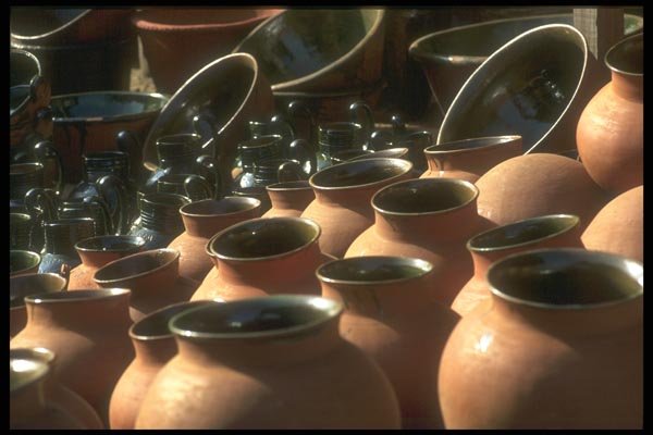 064087 Glazed Pottery, Oaxaca Market A4 Photo Print