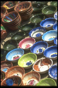 064093 Colorful Glazed Pottery, Oaxaca A4 Photo Print