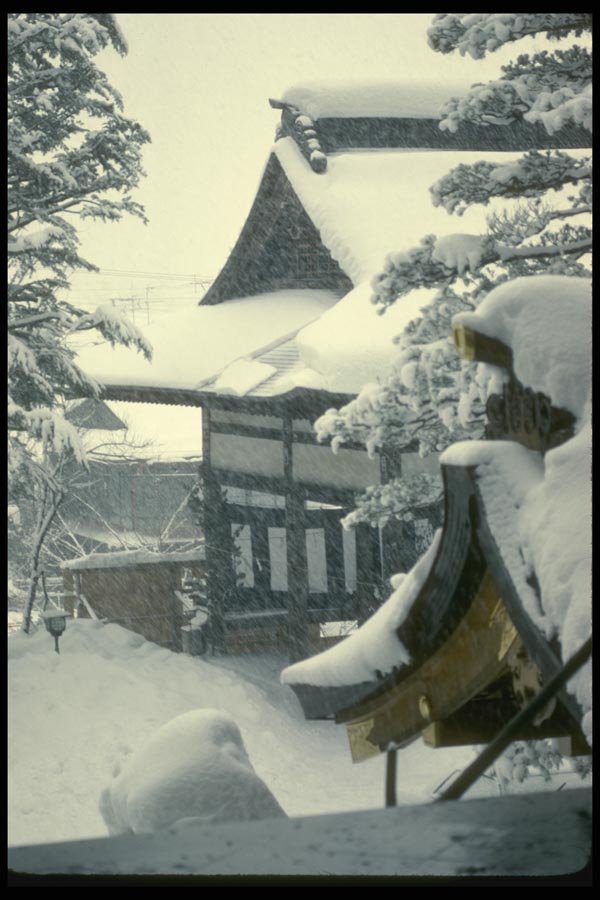 065119 Temples In Snow Takayama A4 Photo Print