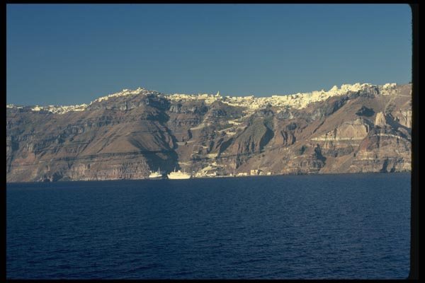 067045 Phira Volcanic Harbor, Thera A4 Photo Print