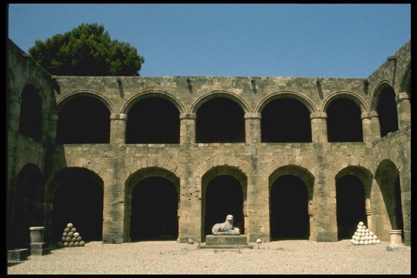 067052 Courtyard Crusader Fortress, Rhodes A4 Photo Print