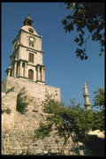 067056 Christian And Islamic Architecture Lindos, Rhodes A4 Photo Print