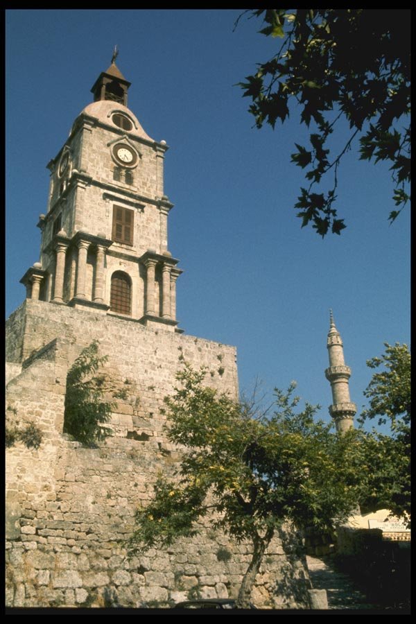 067056 Christian And Islamic Architecture Lindos, Rhodes A4 Photo Print