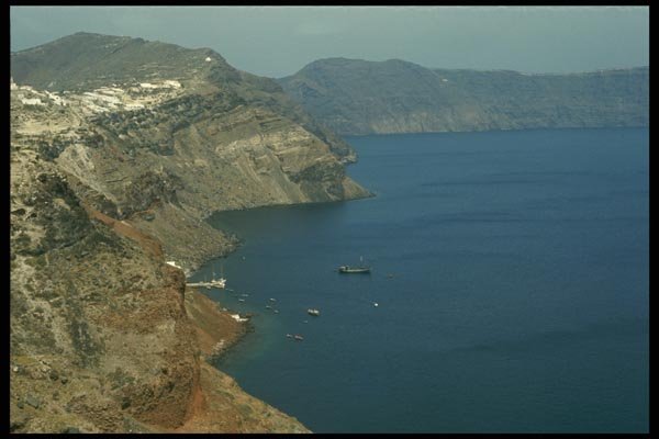 067084 View Of The Harbor, Thera A4 Photo Print