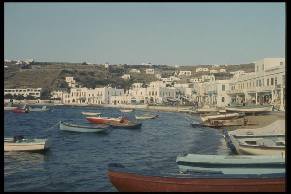 067095 Mykonos Harbor A4 Photo Print
