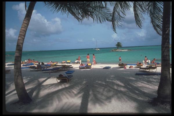 068004 Shadows On The Beach Saint Francois, Guadeloupe A4 Photo Print