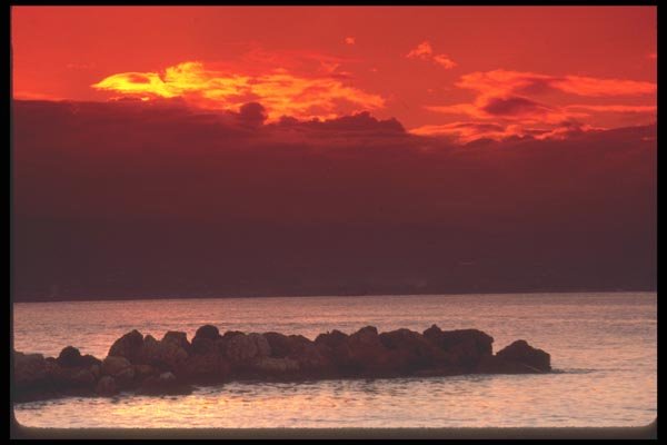 068008 Sunset Over Basse Terre, From Creole Beach Guadeloupe A4 Photo Print