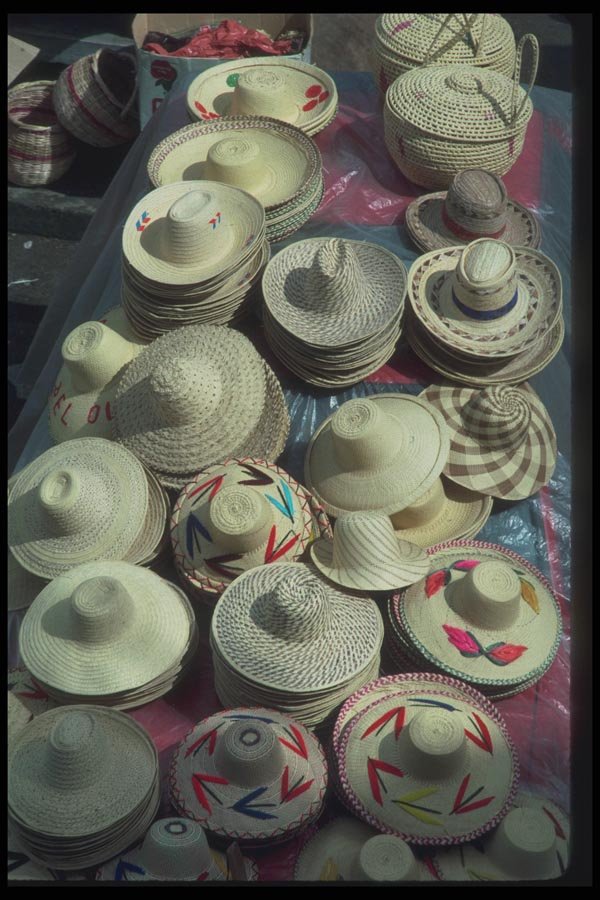 068011 Straw Hats And Baskets, Market Pointe a Pitre, Guadeloupe A4 Photo Print