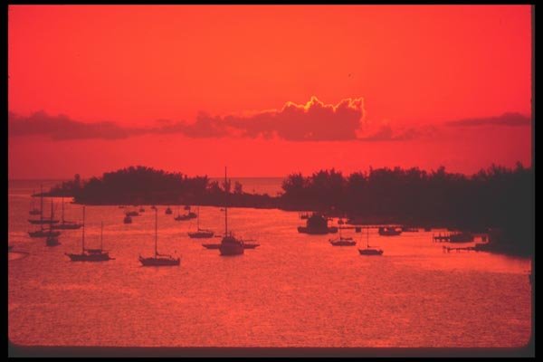 068017 Sunset With Boats Nassau, Bahamas A4 Photo Print
