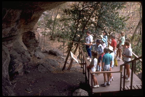 069037 Viewing Cave Paintings Nourlangie Rock A4 Photo Print