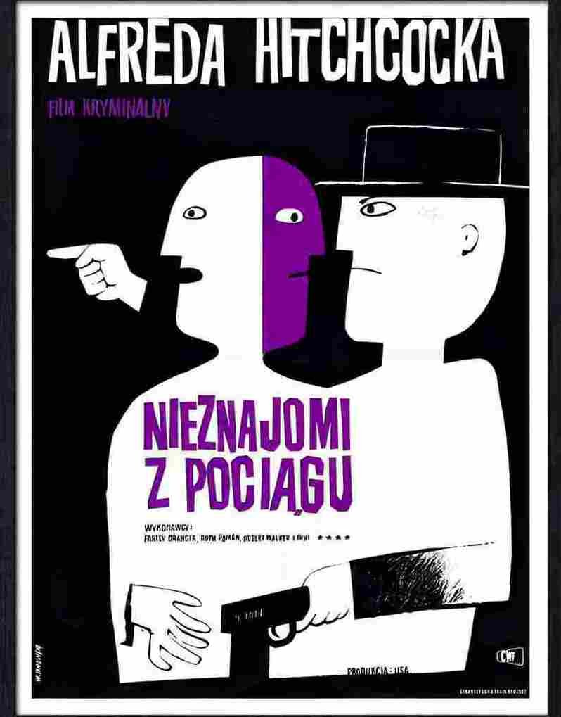 07 hitchcock strangers on a =train polish poster Advert A4 Photo Print