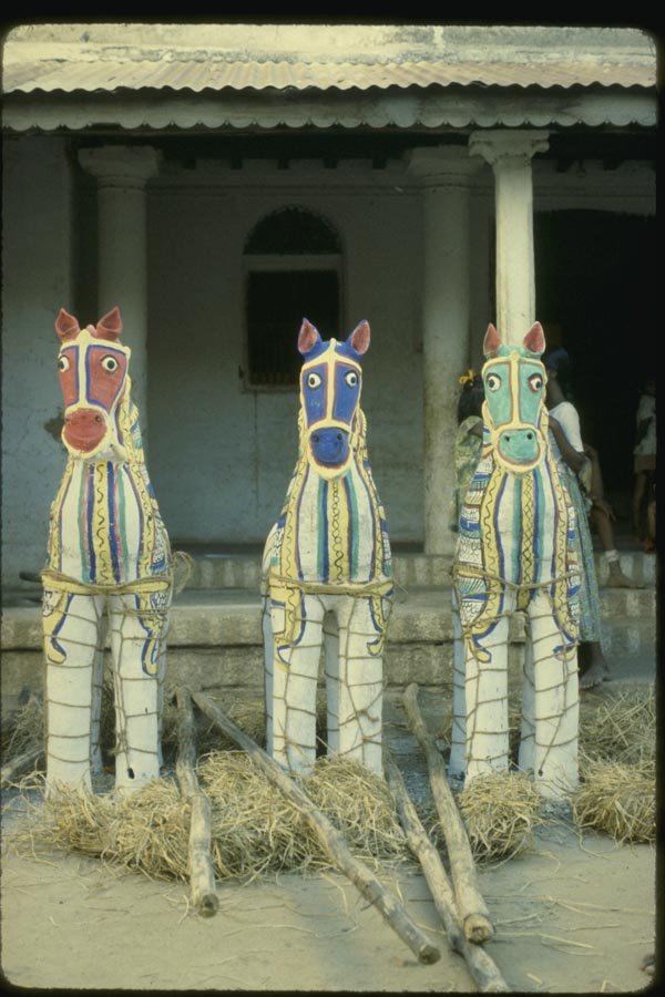 071004 Horse Offerings, Madurai, Tamilnadu A4 Photo Print