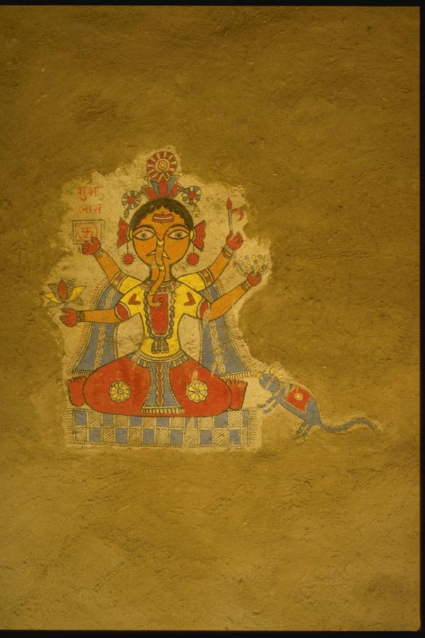 071013 Wall Painting Of Ganesa, Madhubani, Bihar A4 Photo Print