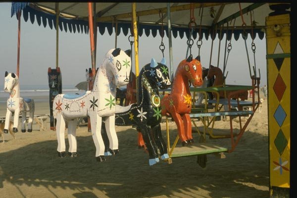 071052 Merry go round, Seaside, Bombay A4 Photo Print